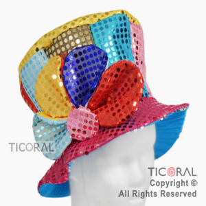 SOMBRERO GALERA CHICA LENTEJUELA FLOR MULTICOLOR x 1